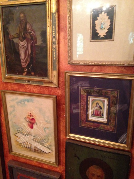 sacred heart and madonna with the crucified christ...